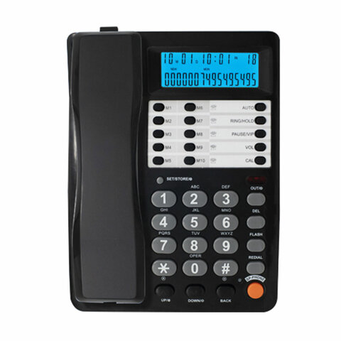 Телефон RITMIX RT-495 black, АОН, спикерфон, память 60 номеров, тональный / импульсный режим, черный, 80002152