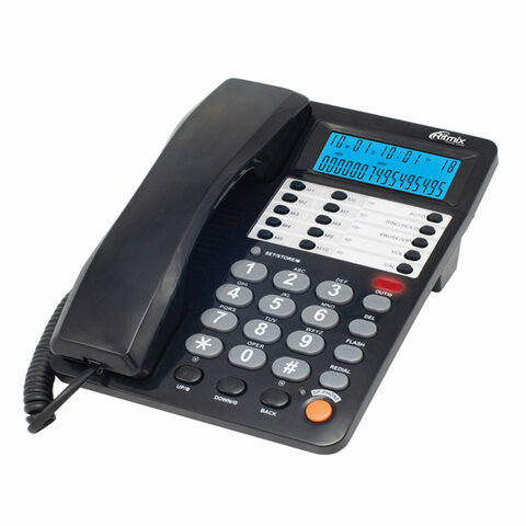 Телефон RITMIX RT-495 black, АОН, спикерфон, память 60 номеров, тональный / импульсный режим, черный, 80002152