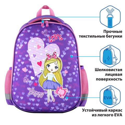 Ранец ПИФАГОР EVA BASIC, 1 отделение, "Fancy girl", 39х30х16 см, 270690
