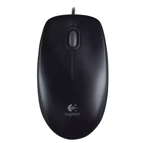 Мышь проводная LOGITECH B100, USB, 2 кнопки + 1 колесо-кнопка, оптическая, черная