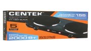 Настольная электрическая плита CENTEK CT-1507, 2000Вт, 2 конфорки, 5 режимов нагрева, черная, CT-1507 Black