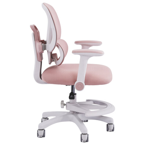 Кресло детское с подставкой для ног BRABIX KIDS "MG-220", сетка/ткань TW, розовое, 533314