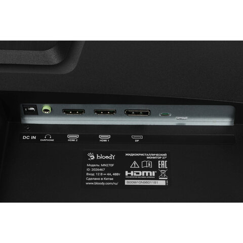 Монитор BLOODY MN270F 27" (68,6 см)/1920x1080/16:9/IPS/5ms/300cd/HDMI/DP/черный