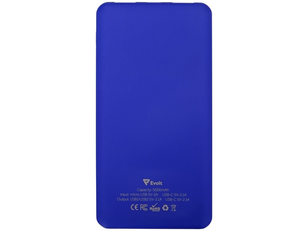Портативное зарядное устройство «Reserve» с USB Type-C, 5000 mAh, синий, пластик с покрытием soft-touch - 2