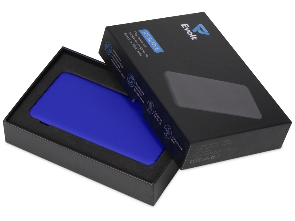 Портативное зарядное устройство «Reserve» с USB Type-C, 5000 mAh, синий, пластик с покрытием soft-touch - 8