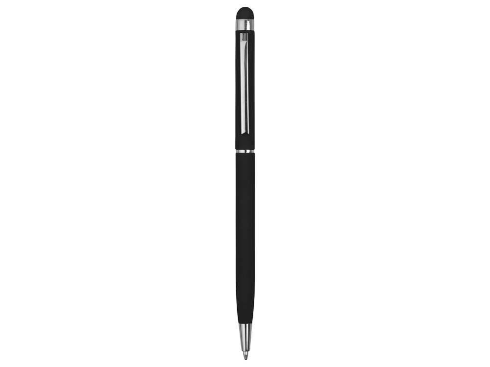 Ручка-стилус металлическая шариковая «Jucy Soft» soft-touch, черный, металл - 1