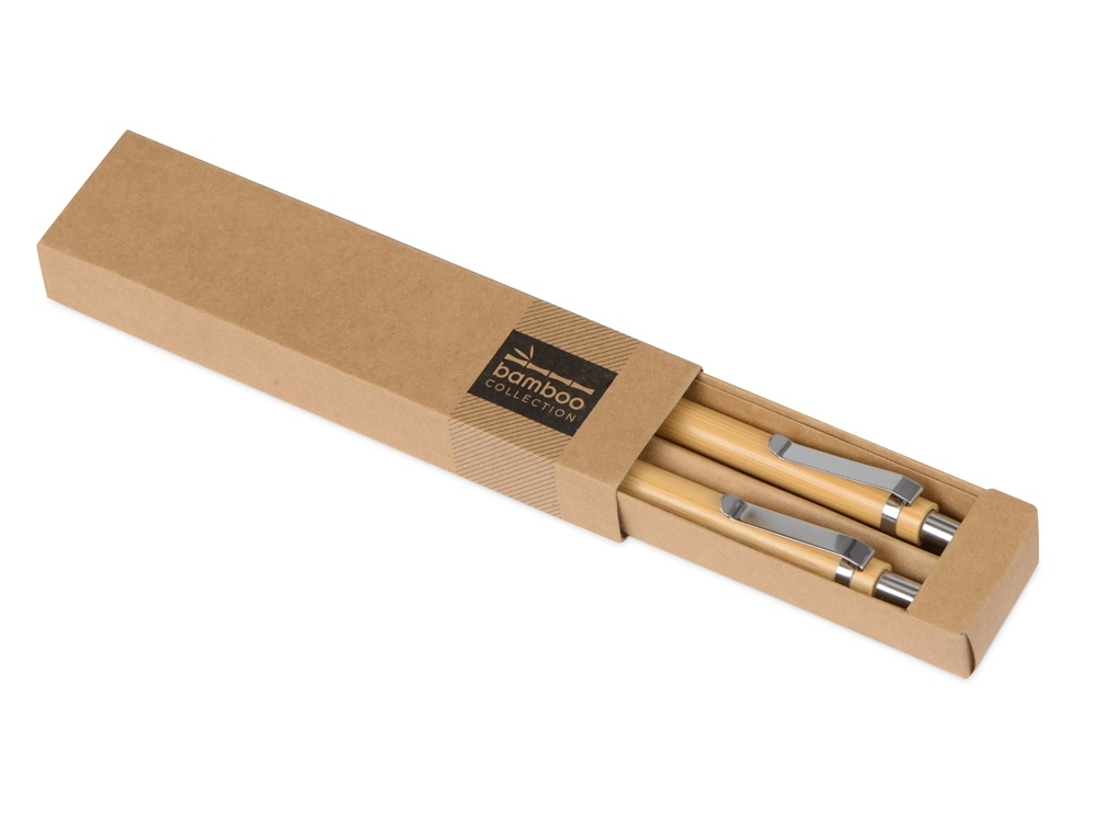 Набор «Bamboo»: шариковая ручка и механический карандаш, натуральный, бамбук/металл - 4