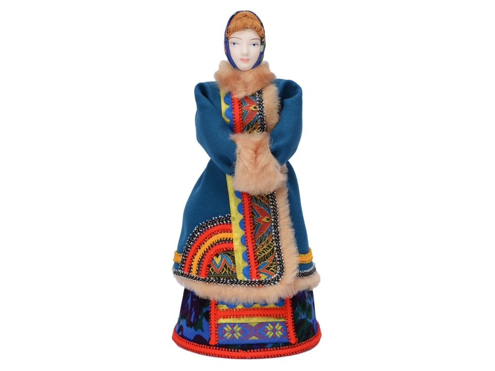Подарочный набор «Ксения»: кукла, платок, кукла- фарфор, платок- шерсть 70%/вискоза 30%, сундук- дерево - 1