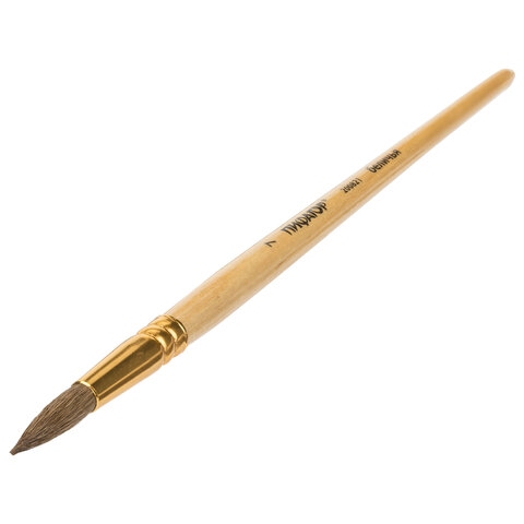 Кисть ПИФАГОР, БЕЛКА, круглая, № 7, деревянная лакированная ручка, с колпачком, пакет с подвесом, 200821 - 3