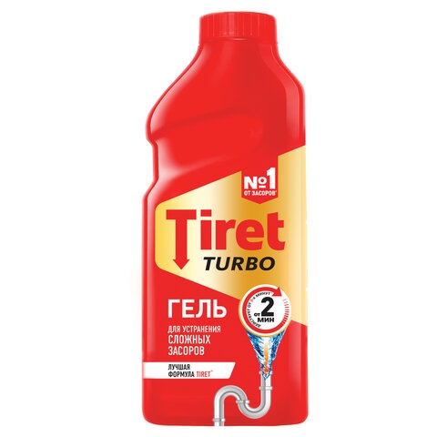 Средство для прочистки канализационных труб 500 мл, TIRET (Тирет) "Turbo", гель, 8147369 - 1