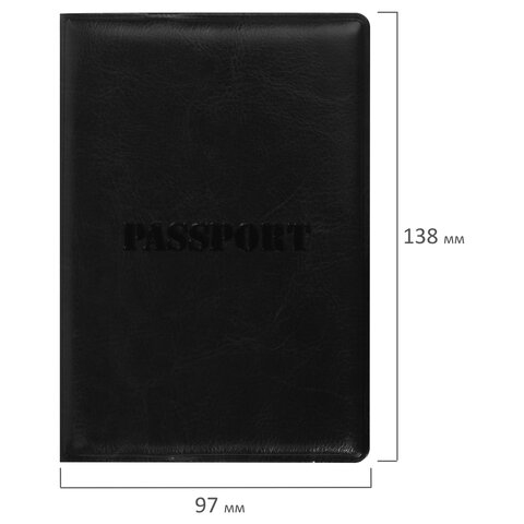 Обложка для паспорта STAFF, полиуретан под кожу, "ПАСПОРТ", черная, 237599 - 4