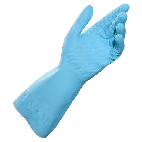 Перчатки латексные MAPA Vital Eco 117, хлопчатобумажное напыление, размер 9 (L), синие - 1