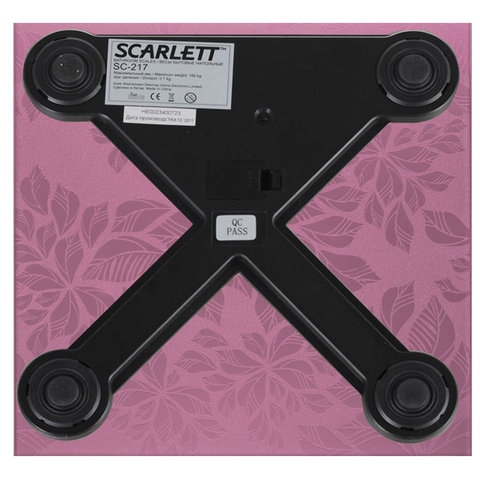 Весы напольные SCARLETT SC-217, электронные, вес до 180 кг, квадратные, стекло, розовые - 1