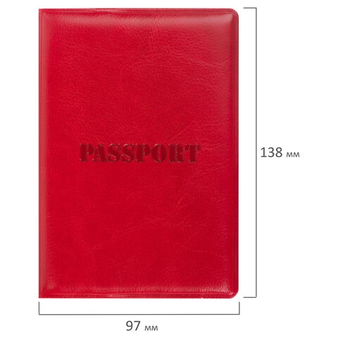 Обложка для паспорта STAFF, полиуретан под кожу, "ПАСПОРТ", красная, 237601 - 4