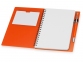 Блокнот «Контакт» с ручкой, оранжевый, серебристый, бумага/полипропилен - 1