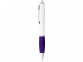 Ручка пластиковая шариковая «Nash», белый/пурпурный/серебристый, АБС пластик - 1