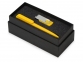 Подарочный набор Qumbo с ручкой и флешкой, желтый/серебристый, ручка - пластик, USB-флешка - пластик с покрытием soft-touch\металл - 1