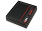 Подарочный набор «Q-edge» с флешкой, ручкой-подставкой и блокнотом А5, черный/красный, блокнот - ПУ, ручка-подставка - металл/пластик, USB-флешка - пластик с покрытием soft-touch/металл - 1