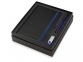 Подарочный набор «Q-edge» с флешкой, ручкой-подставкой и блокнотом А5, черный/синий, блокнот - ПУ, ручка-подставка - металл/пластик, USB-флешка - пластик с покрытием soft-touch/металл - 1