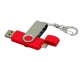 USB 2.0- флешка на 16 Гб с поворотным механизмом и дополнительным разъемом Micro USB, красный/серебристый - 1