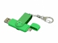 USB 2.0- флешка на 16 Гб с поворотным механизмом и дополнительным разъемом Micro USB, зеленый - 1