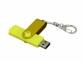 USB 2.0- флешка на 16 Гб с поворотным механизмом и дополнительным разъемом Micro USB, желтый - 2