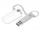 USB 2.0- флешка на 16 Гб в массивном корпусе с кожаным чехлом, белый/серебристый - 1
