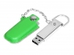 USB 2.0- флешка на 16 Гб в массивном корпусе с кожаным чехлом, зеленый/серебристый - 1