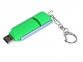 USB 2.0- флешка промо на 32 Гб с прямоугольной формы с выдвижным механизмом, зеленый/серебристый - 1