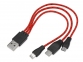 Набор «In motion» с наушниками и зарядным кабелем 3 в 1, красный, пластик/металл/полиэстер - 2