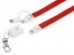 Ланьярд с зарядным кабелем «xTape» 3 в 1, красный/белый, пластик/металл/полиэстер - 2