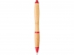 Ручка шариковая «Nash» из бамбука, натуральный/красный, бамбук/АБС-пластик - 1