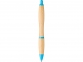 Ручка шариковая «Nash» из бамбука, натуральный/голубой, бамбук/АБС-пластик - 1