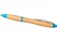 Ручка шариковая «Nash» из бамбука, натуральный/голубой, бамбук/АБС-пластик - 2
