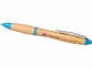 Ручка шариковая «Nash» из бамбука, натуральный/голубой, бамбук/АБС-пластик - 3