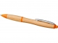 Ручка шариковая «Nash» из бамбука, натуральный/оранжевый, бамбук/АБС-пластик - 2