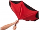Зонт-трость «Yoon» с обратным сложением, красный/черный, полиэстер/стекловолокно - 4