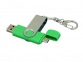 USB 2.0- флешка на 64 Гб с поворотным механизмом и дополнительным разъемом Micro USB, зеленый/серебристый, пластик/металл - 1