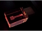 USB-флешка на 16 Гб прямоугольной формы, под гравировку 3D логотипа, материал стекло, с деревянным колпачком красного цвета, красный - 3