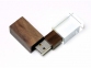 USB-флешка на 16 Гб прямоугольной формы, под гравировку 3D логотипа, материал стекло, с деревянным колпачком красного цвета, красный - 1