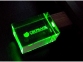 USB-флешка на 16 Гб прямоугольной формы, под гравировку 3D логотипа, материал стекло, с деревянным колпачком красного цвета, зеленый - 3