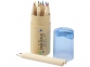 Набор карандашей, голубой/натуральный, дерево, картон, пластик - 4