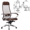 Кресло офисное МЕТТА "SAMURAI" SL-1.04, сверхпрочная ткань-сетка/экокожа, темно-коричневое - 1