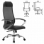 Кресло офисное МЕТТА "К-5.1" хром, ткань-сетка/кожа, сиденье мягкое, черное - 1