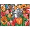 Раскраска по номерам А4 "Котик в цветах", С АКРИЛОВЫМИ КРАСКАМИ, на картоне, кисть, ЮНЛАНДИЯ, 664159 - 7