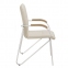 Кресло для приемных и переговорных "Samba", деревянные накладки, хромированный каркас, кожзам бежевый - 1