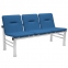 Кресло для посетителей трехсекционное "Троя", 745х1470х600 мм, светлый каркас, кожзам синий, СМ 105-03 К20 - 1
