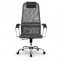 Кресло офисное МЕТТА "SU-B-8" хром, ткань-сетка, сиденье мягкое, темно-серое - 3