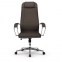 Кресло офисное МЕТТА "К-29" хром, рецик. кожа, сиденье и спинка мягкие, темно-коричневое - 3