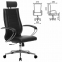 Кресло офисное МЕТТА "К-32" хром, рецик. кожа, подголовник, сиденье и спинка мягкие, черное - 1